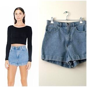 American Apparel High Waist Blue Shorts